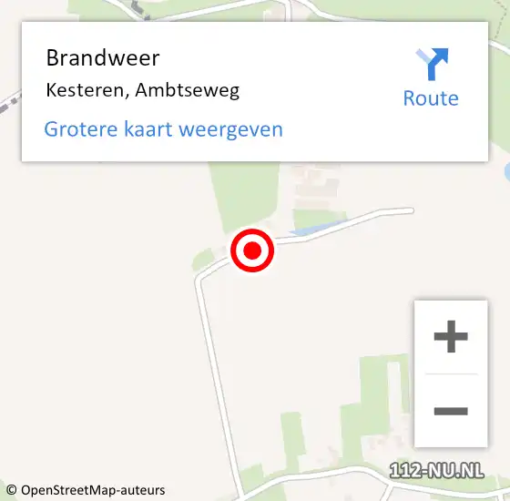 Locatie op kaart van de 112 melding: Brandweer Kesteren, Ambtseweg op 26 februari 2021 13:17