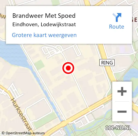 Locatie op kaart van de 112 melding: Brandweer Met Spoed Naar Eindhoven, Lodewijkstraat op 26 februari 2021 13:27