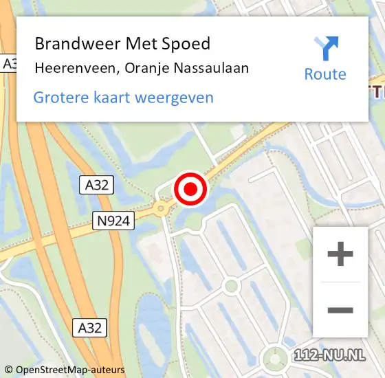 Locatie op kaart van de 112 melding: Brandweer Met Spoed Naar Heerenveen, Oranje Nassaulaan op 26 februari 2021 13:56