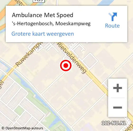 Locatie op kaart van de 112 melding: Ambulance Met Spoed Naar 's-Hertogenbosch, Moeskampweg op 3 juni 2014 11:23