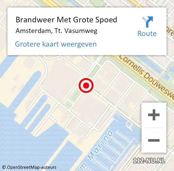 Locatie op kaart van de 112 melding: Brandweer Met Grote Spoed Naar Amsterdam, Tt. Vasumweg op 26 februari 2021 14:55