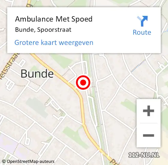 Locatie op kaart van de 112 melding: Ambulance Met Spoed Naar Bunde, Spoorstraat op 3 juni 2014 11:28