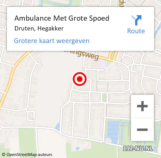 Locatie op kaart van de 112 melding: Ambulance Met Grote Spoed Naar Druten, Hegakker op 26 februari 2021 15:42