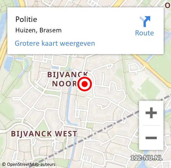 Locatie op kaart van de 112 melding: Politie Huizen, Brasem op 26 februari 2021 15:53