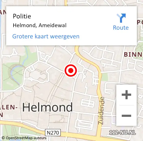 Locatie op kaart van de 112 melding: Politie Helmond, Ameidewal op 26 februari 2021 15:59