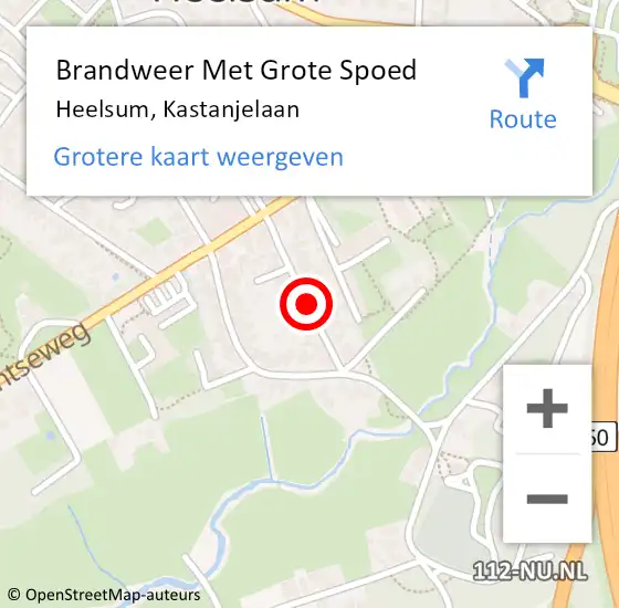 Locatie op kaart van de 112 melding: Brandweer Met Grote Spoed Naar Heelsum, Kastanjelaan op 26 februari 2021 16:28