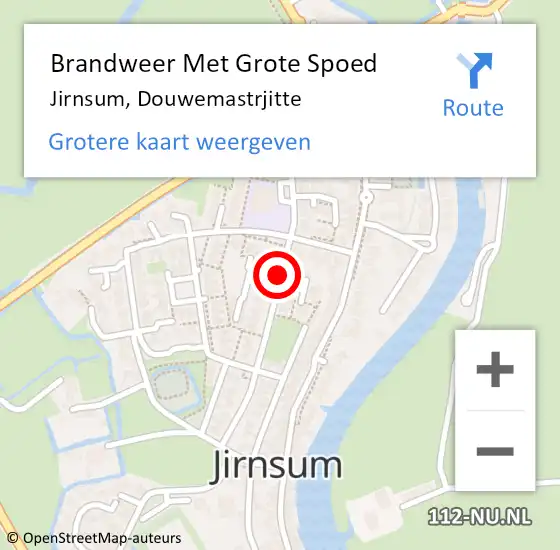 Locatie op kaart van de 112 melding: Brandweer Met Grote Spoed Naar Jirnsum, Douwemastrjitte op 26 februari 2021 17:07