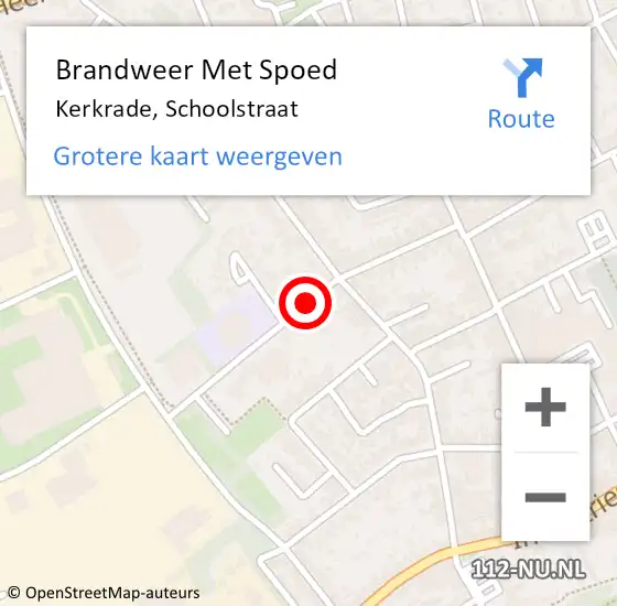 Locatie op kaart van de 112 melding: Brandweer Met Spoed Naar Kerkrade, Schoolstraat op 26 februari 2021 17:38