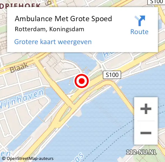 Locatie op kaart van de 112 melding: Ambulance Met Grote Spoed Naar Rotterdam, Koningsdam op 26 februari 2021 18:13