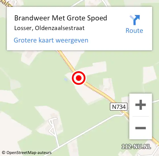 Locatie op kaart van de 112 melding: Brandweer Met Grote Spoed Naar Losser, Oldenzaalsestraat op 26 februari 2021 19:50