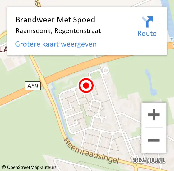 Locatie op kaart van de 112 melding: Brandweer Met Spoed Naar Raamsdonk, Regentenstraat op 3 oktober 2013 21:53