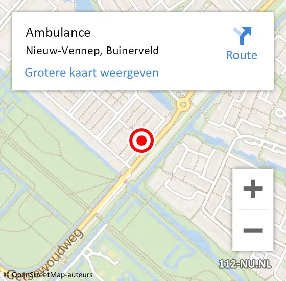 Locatie op kaart van de 112 melding: Ambulance Nieuw-Vennep, Buinerveld op 26 februari 2021 20:28