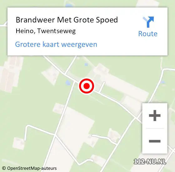 Locatie op kaart van de 112 melding: Brandweer Met Grote Spoed Naar Heino, Twentseweg op 26 februari 2021 20:52