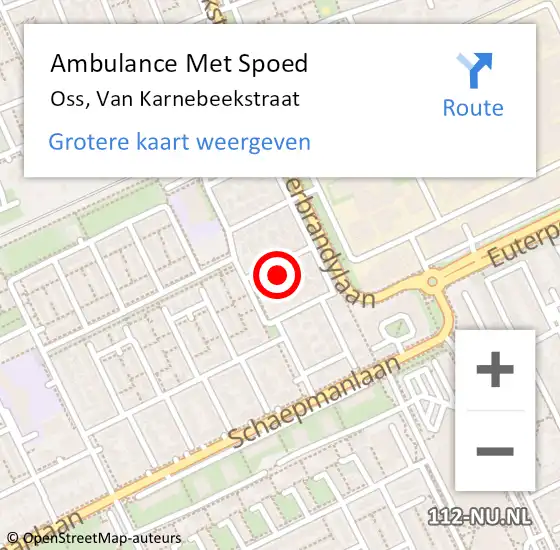 Locatie op kaart van de 112 melding: Ambulance Met Spoed Naar Oss, Van Karnebeekstraat op 3 juni 2014 11:59