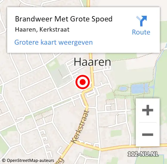 Locatie op kaart van de 112 melding: Brandweer Met Grote Spoed Naar Haaren, Kerkstraat op 26 februari 2021 21:19