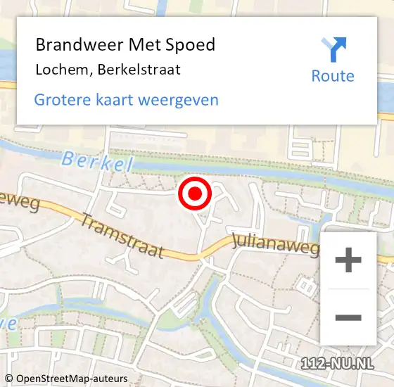 Locatie op kaart van de 112 melding: Brandweer Met Spoed Naar Lochem, Berkelstraat op 26 februari 2021 21:38