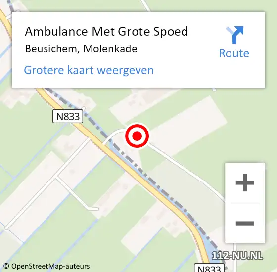 Locatie op kaart van de 112 melding: Ambulance Met Grote Spoed Naar Beusichem, Molenkade op 26 februari 2021 21:59