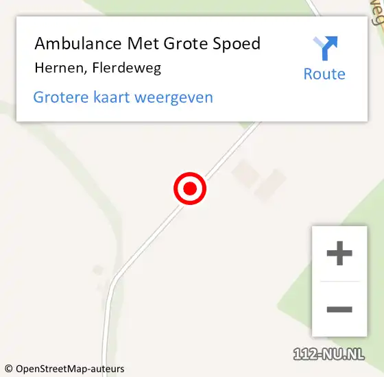 Locatie op kaart van de 112 melding: Ambulance Met Grote Spoed Naar Hernen, Flerdeweg op 26 februari 2021 22:09