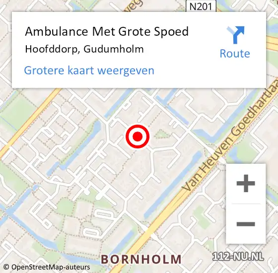 Locatie op kaart van de 112 melding: Ambulance Met Grote Spoed Naar Hoofddorp, Gudumholm op 27 februari 2021 01:11