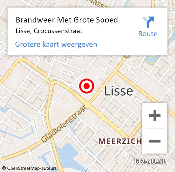 Locatie op kaart van de 112 melding: Brandweer Met Grote Spoed Naar Lisse, Crocussenstraat op 27 februari 2021 03:52