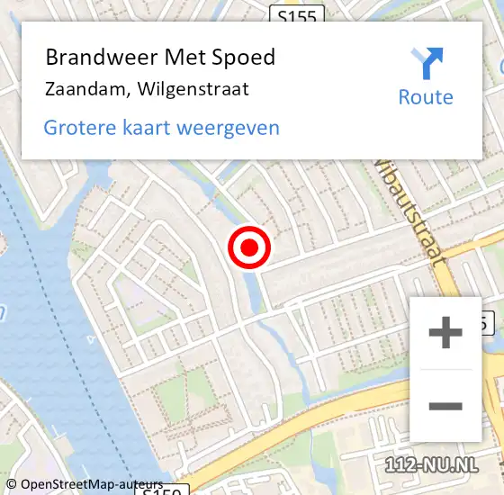 Locatie op kaart van de 112 melding: Brandweer Met Spoed Naar Zaandam, Wilgenstraat op 27 februari 2021 04:31