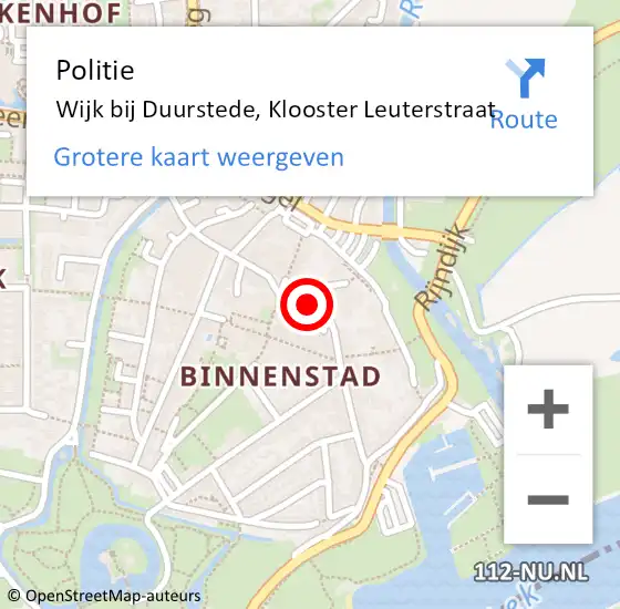 Locatie op kaart van de 112 melding: Politie Wijk bij Duurstede, Klooster Leuterstraat op 27 februari 2021 08:00