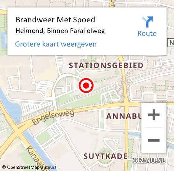 Locatie op kaart van de 112 melding: Brandweer Met Spoed Naar Helmond, Binnen Parallelweg op 27 februari 2021 09:03