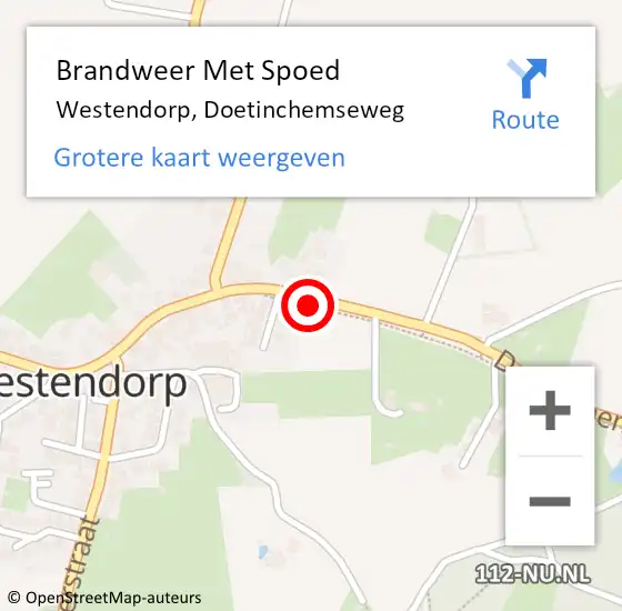 Locatie op kaart van de 112 melding: Brandweer Met Spoed Naar Westendorp, Doetinchemseweg op 27 februari 2021 09:55