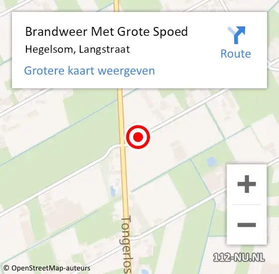 Locatie op kaart van de 112 melding: Brandweer Met Grote Spoed Naar Hegelsom, Langstraat op 27 februari 2021 10:01