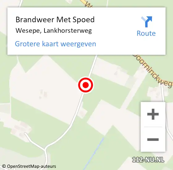 Locatie op kaart van de 112 melding: Brandweer Met Spoed Naar Wesepe, Lankhorsterweg op 27 februari 2021 10:14