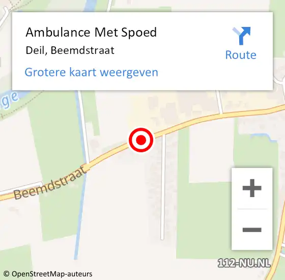 Locatie op kaart van de 112 melding: Ambulance Met Spoed Naar Deil, Beemdstraat op 27 februari 2021 10:42
