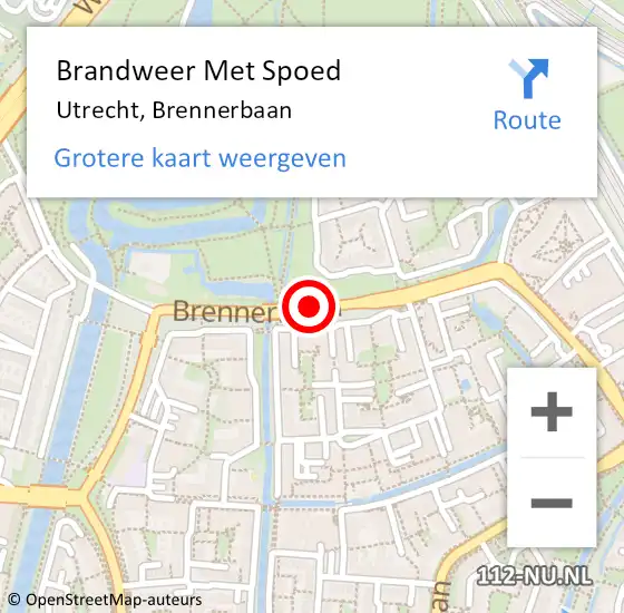 Locatie op kaart van de 112 melding: Brandweer Met Spoed Naar Utrecht, Brennerbaan op 27 februari 2021 10:53