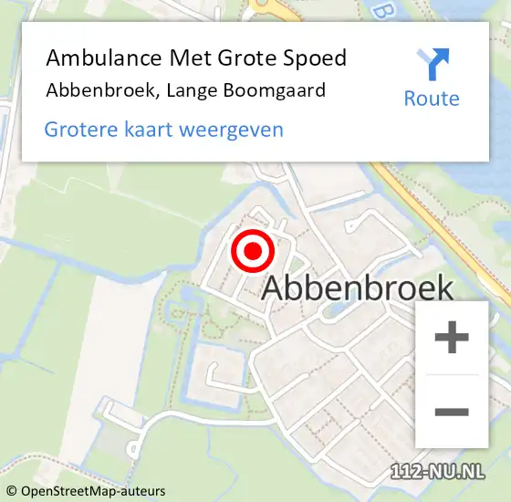 Locatie op kaart van de 112 melding: Ambulance Met Grote Spoed Naar Abbenbroek, Lange Boomgaard op 27 februari 2021 11:36