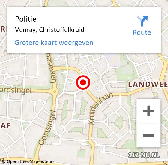 Locatie op kaart van de 112 melding: Politie Venray, Christoffelkruid op 27 februari 2021 13:35