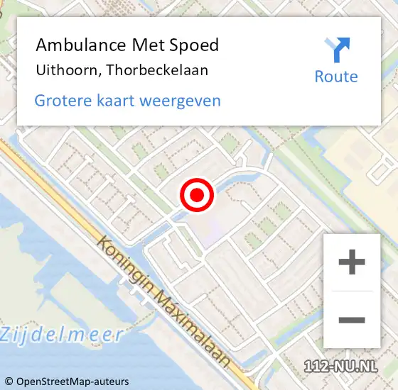 Locatie op kaart van de 112 melding: Ambulance Met Spoed Naar Uithoorn, Thorbeckelaan op 27 februari 2021 13:38