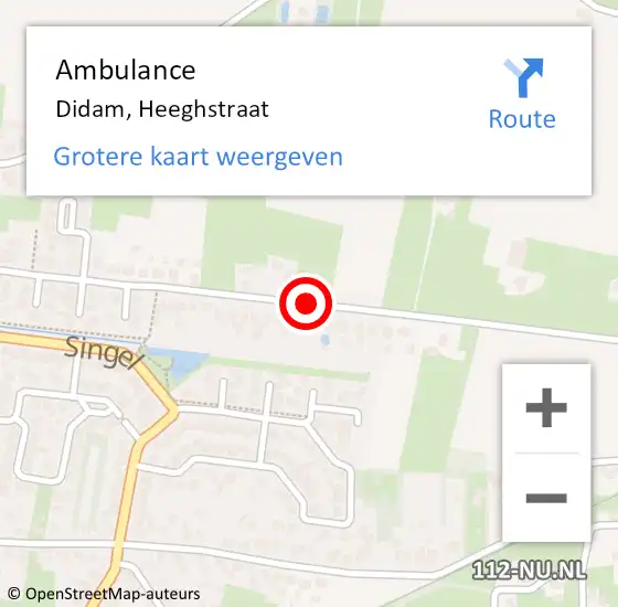 Locatie op kaart van de 112 melding: Ambulance Didam, Heeghstraat op 27 februari 2021 13:43