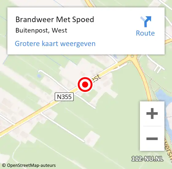 Locatie op kaart van de 112 melding: Brandweer Met Spoed Naar Buitenpost, West op 27 februari 2021 14:59