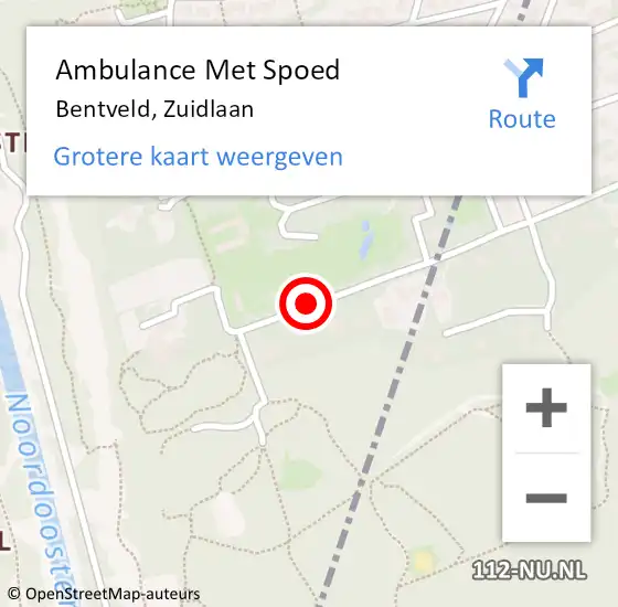 Locatie op kaart van de 112 melding: Ambulance Met Spoed Naar Bentveld, Zuidlaan op 27 februari 2021 15:38