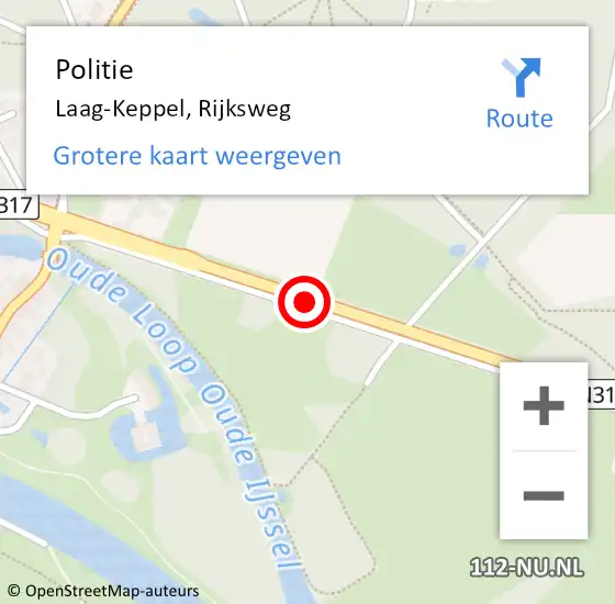 Locatie op kaart van de 112 melding: Politie Laag-Keppel, Rijksweg op 27 februari 2021 15:56