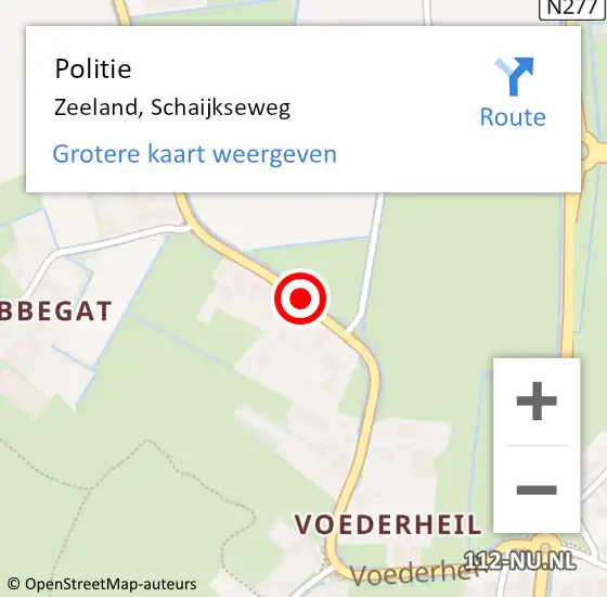 Locatie op kaart van de 112 melding: Politie Zeeland, Schaijkseweg op 27 februari 2021 17:04