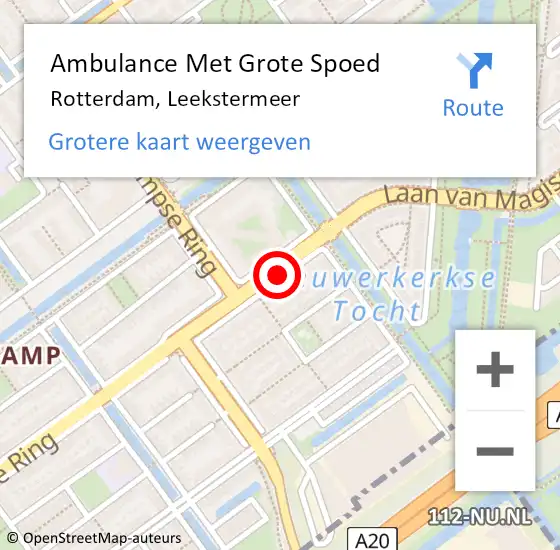 Locatie op kaart van de 112 melding: Ambulance Met Grote Spoed Naar Rotterdam, Leekstermeer op 27 februari 2021 17:34