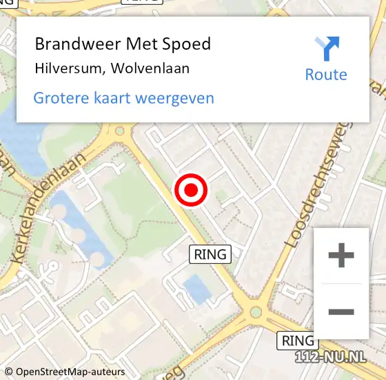 Locatie op kaart van de 112 melding: Brandweer Met Spoed Naar Hilversum, Wolvenlaan op 27 februari 2021 17:48