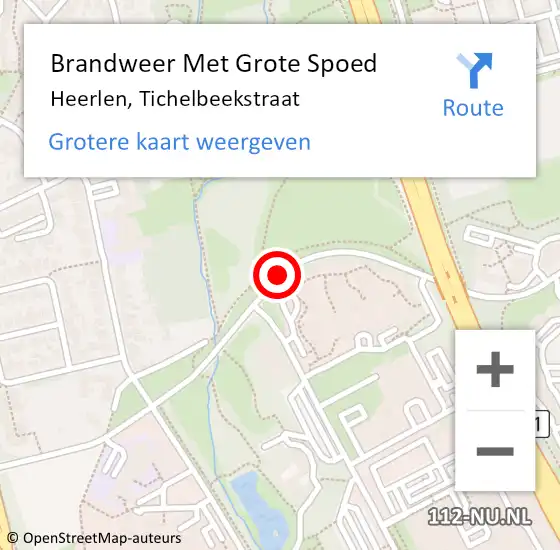 Locatie op kaart van de 112 melding: Brandweer Met Grote Spoed Naar Heerlen, Tichelbeekstraat op 27 februari 2021 18:45