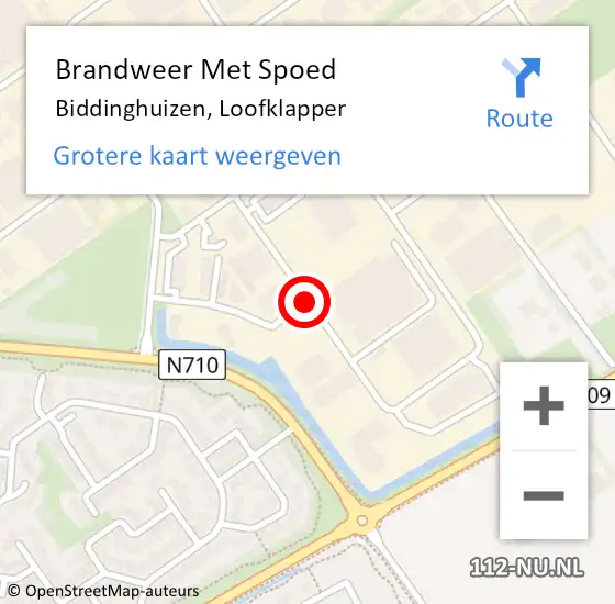 Locatie op kaart van de 112 melding: Brandweer Met Spoed Naar Biddinghuizen, Loofklapper op 27 februari 2021 19:10