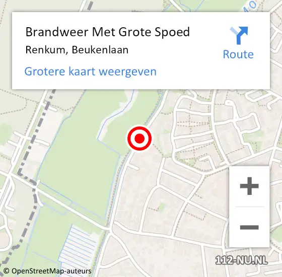 Locatie op kaart van de 112 melding: Brandweer Met Grote Spoed Naar Renkum, Beukenlaan op 27 februari 2021 19:57