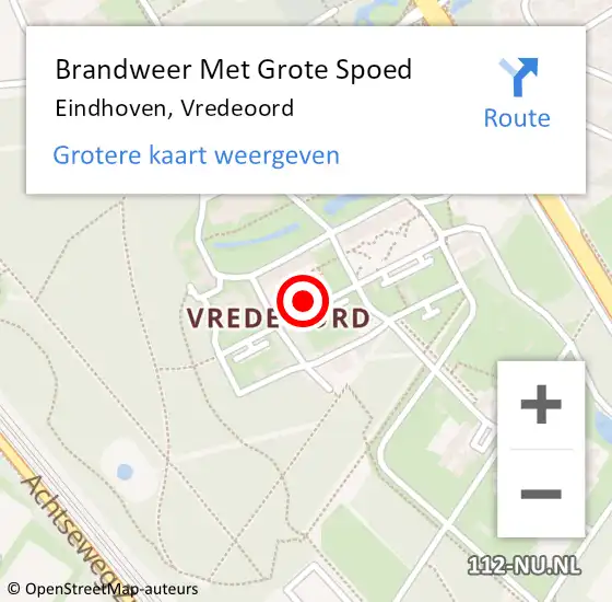 Locatie op kaart van de 112 melding: Brandweer Met Grote Spoed Naar Eindhoven, Vredeoord op 27 februari 2021 20:14