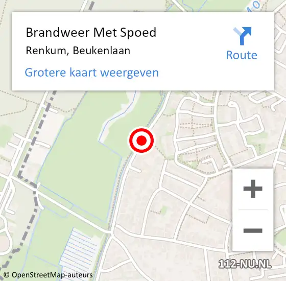 Locatie op kaart van de 112 melding: Brandweer Met Spoed Naar Renkum, Beukenlaan op 27 februari 2021 20:15