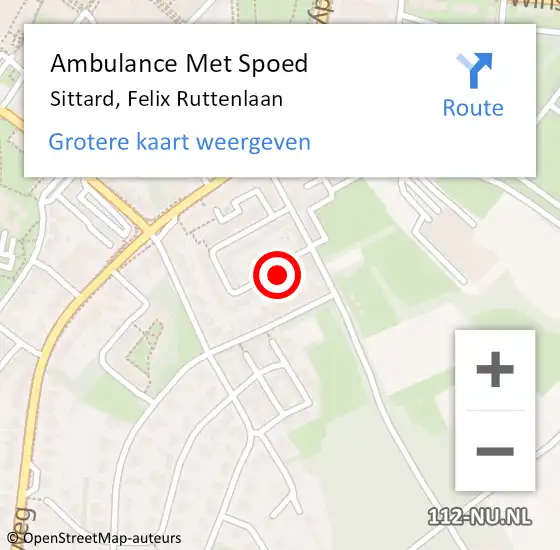 Locatie op kaart van de 112 melding: Ambulance Met Spoed Naar Sittard, Felix Ruttenlaan op 3 juni 2014 13:25