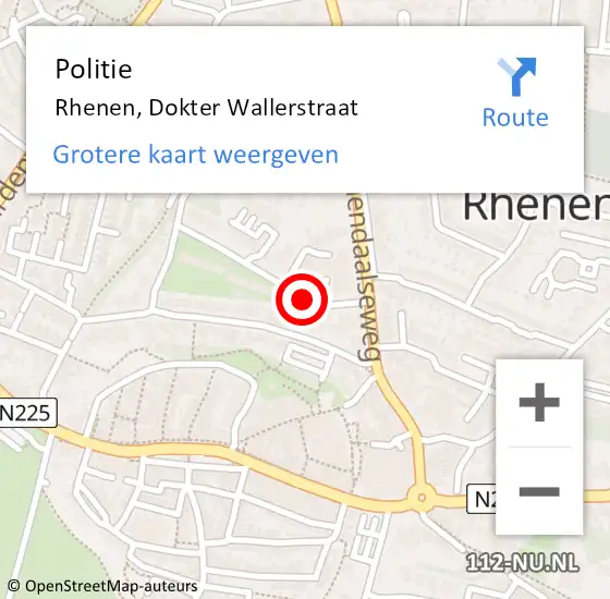 Locatie op kaart van de 112 melding: Politie Rhenen, Dokter Wallerstraat op 27 februari 2021 21:44