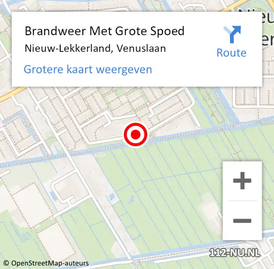 Locatie op kaart van de 112 melding: Brandweer Met Grote Spoed Naar Nieuw-Lekkerland, Venuslaan op 28 februari 2021 03:32